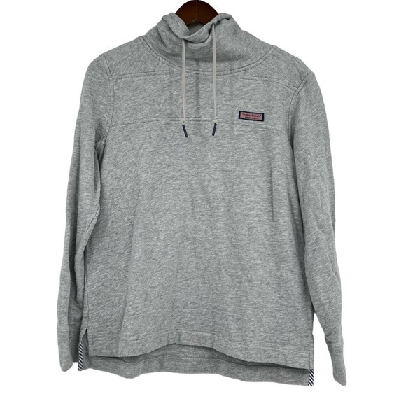 Mens Unisex Vineyard Vines Size Small Sweatshirt Gray Mock Neck Logo Pullover - Picture 1 of 9
